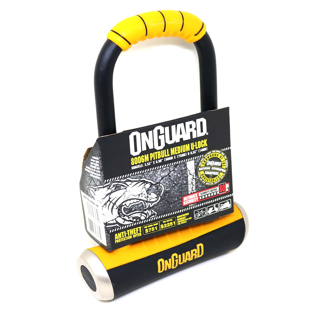 Candado OnGuard Llave U-Lock Pitbull Medium 90X175mm Amarillo – P3